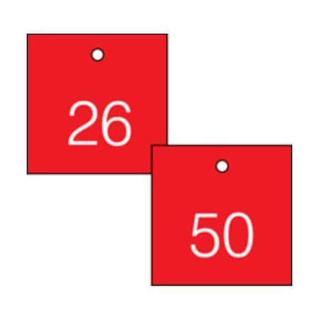 Accuform Engraved Numbered Tags, PF-Cardstock, 1/4 in H x 3-1/4 in W, 25 PK TDG371RD